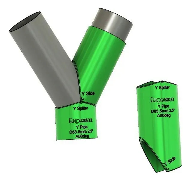 Set de plantillas Y Splitter — caño 2.5" (45° y 60°)