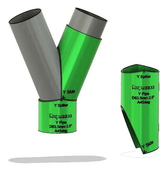 Set de plantillas Y Splitter — caño 2.5" (45° y 60°)