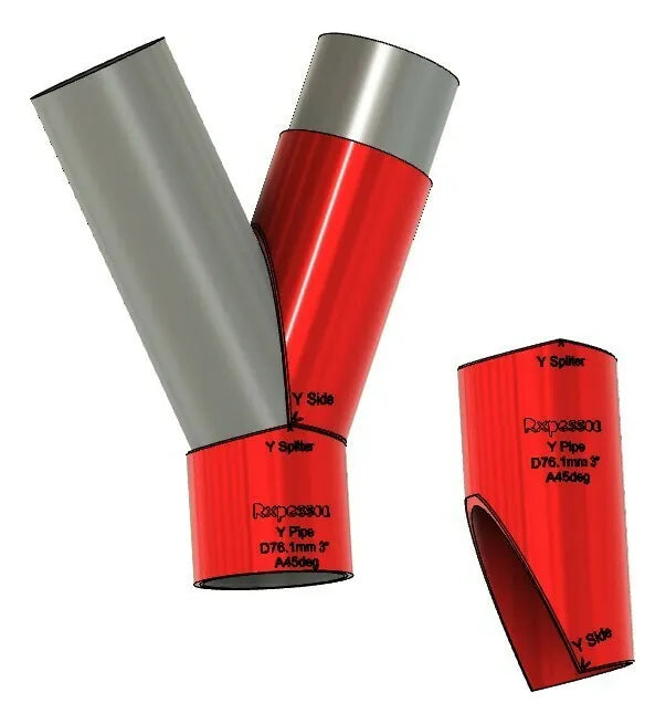 Set de plantillas Y Splitter — caño 3" (45° y 60°)