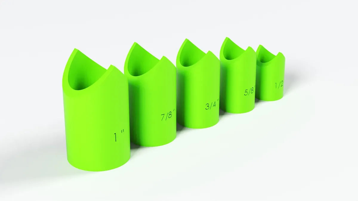 Plantillas Boca de Pez para caño 1/2" a 1" — Set x5 (pulgada real)
